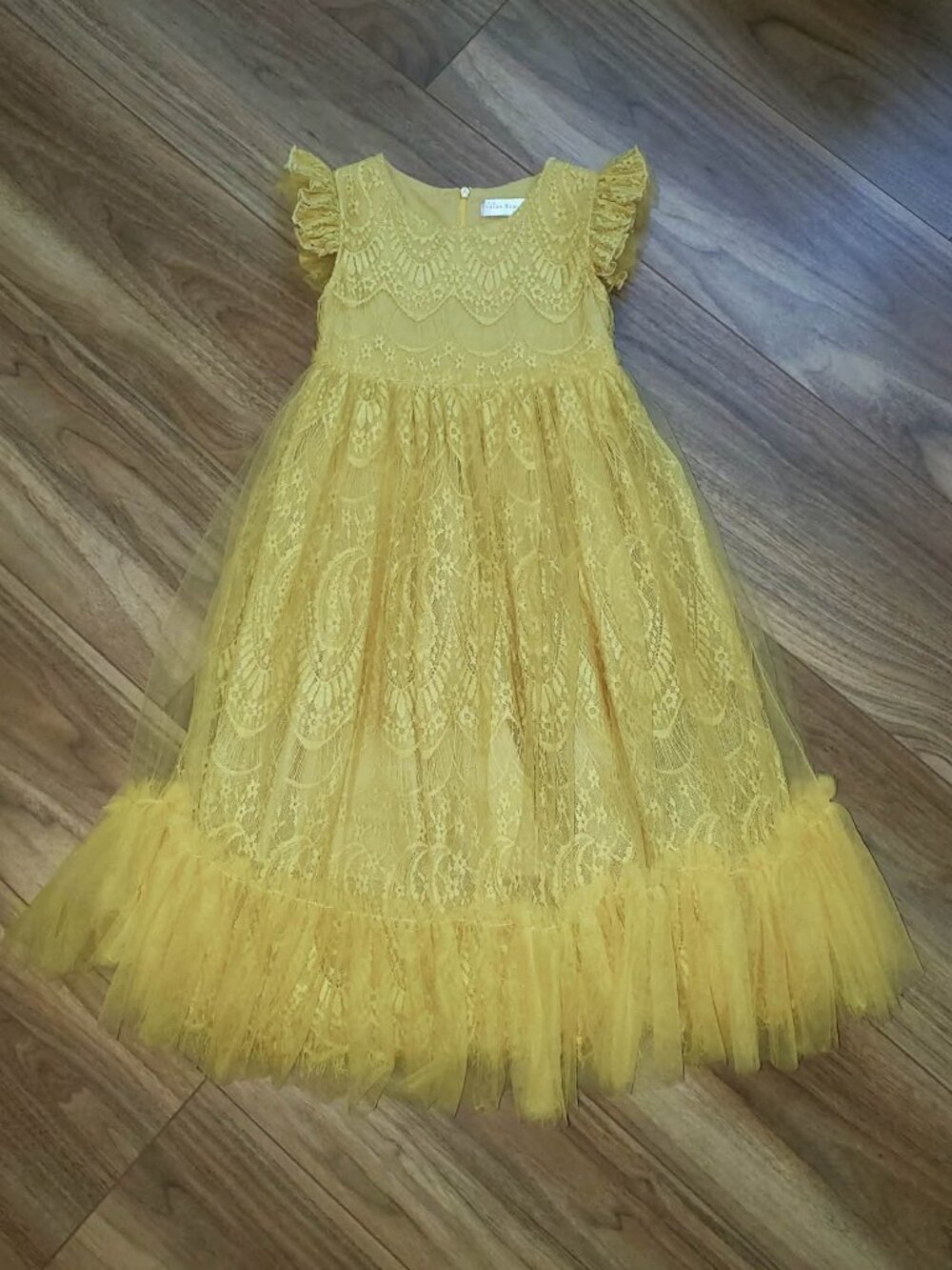 Trish Scully Gold Lace & Tulle Dress Size 4